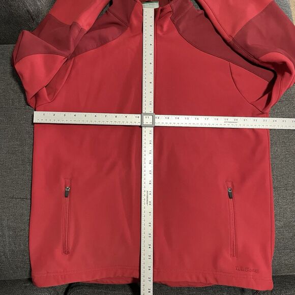 LL Bean Nylon Soft Shell Jacket Fleece Lined Red Full Zip Men's Large Tall - Picture 7 of 7